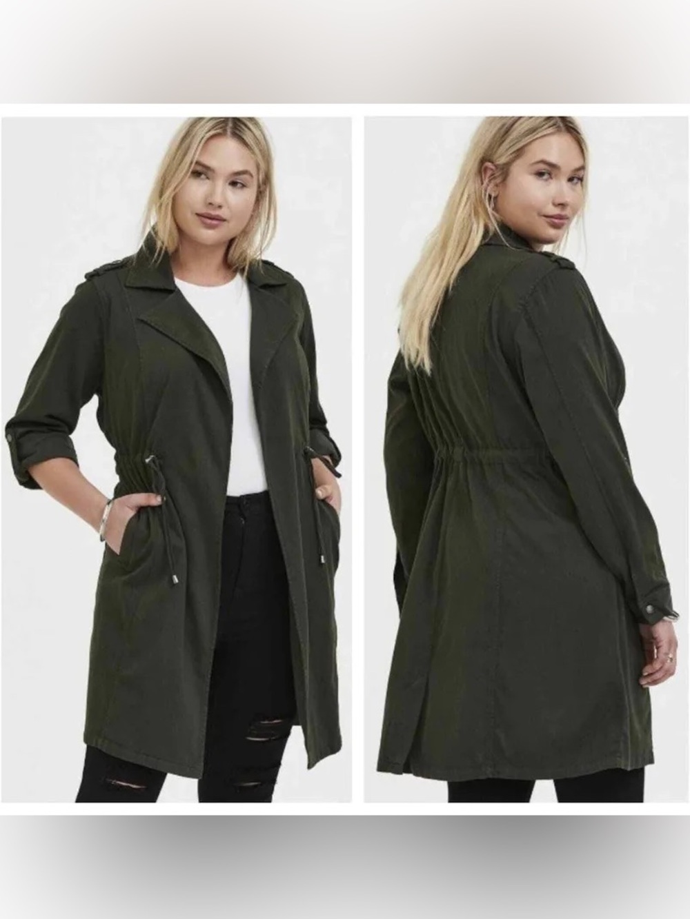 Torrid Twill Drape Front Trench Rosin -size 2